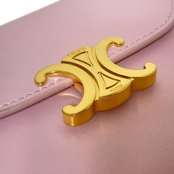 CELINE Small flap wallet Triomphe - Light Pink Shiny Calfskin 554-071125 - Picture 5 of 9